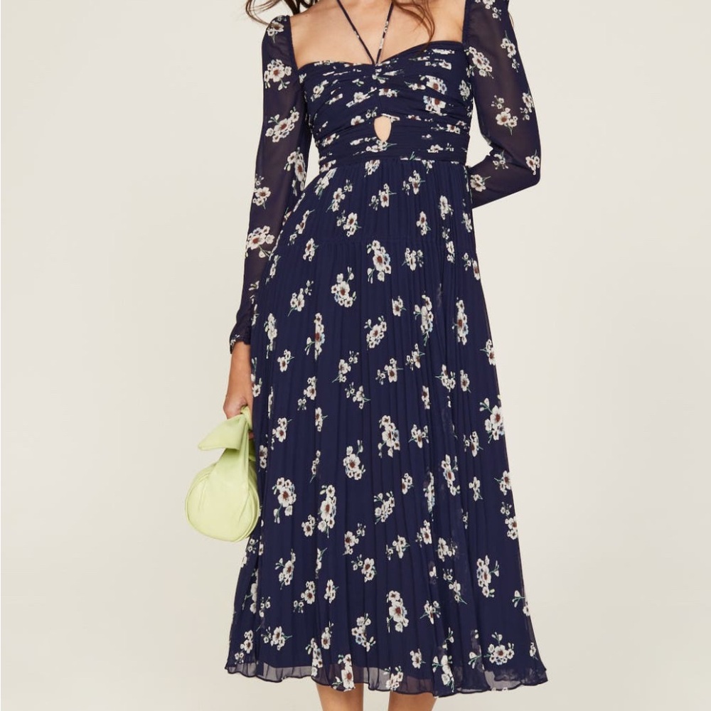 Self-Portrait Navy Floral Long Sleeve Dress